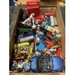 A LARGE ASSORTMENT OF DIE CAST AND TIN PLATE VEHICLES TO INCLUDE VINTAGE DINKY, MATCHBOX, CORGI