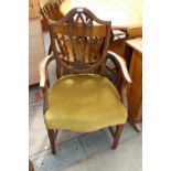 A MAHOGANY HEPPLEWHITE STYLE CARVER CHAIR