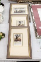 A SET OF THREE LIMITED EDITION, 33/250, SIGNED PRINTS OF A HOUSE IN THE WOODS