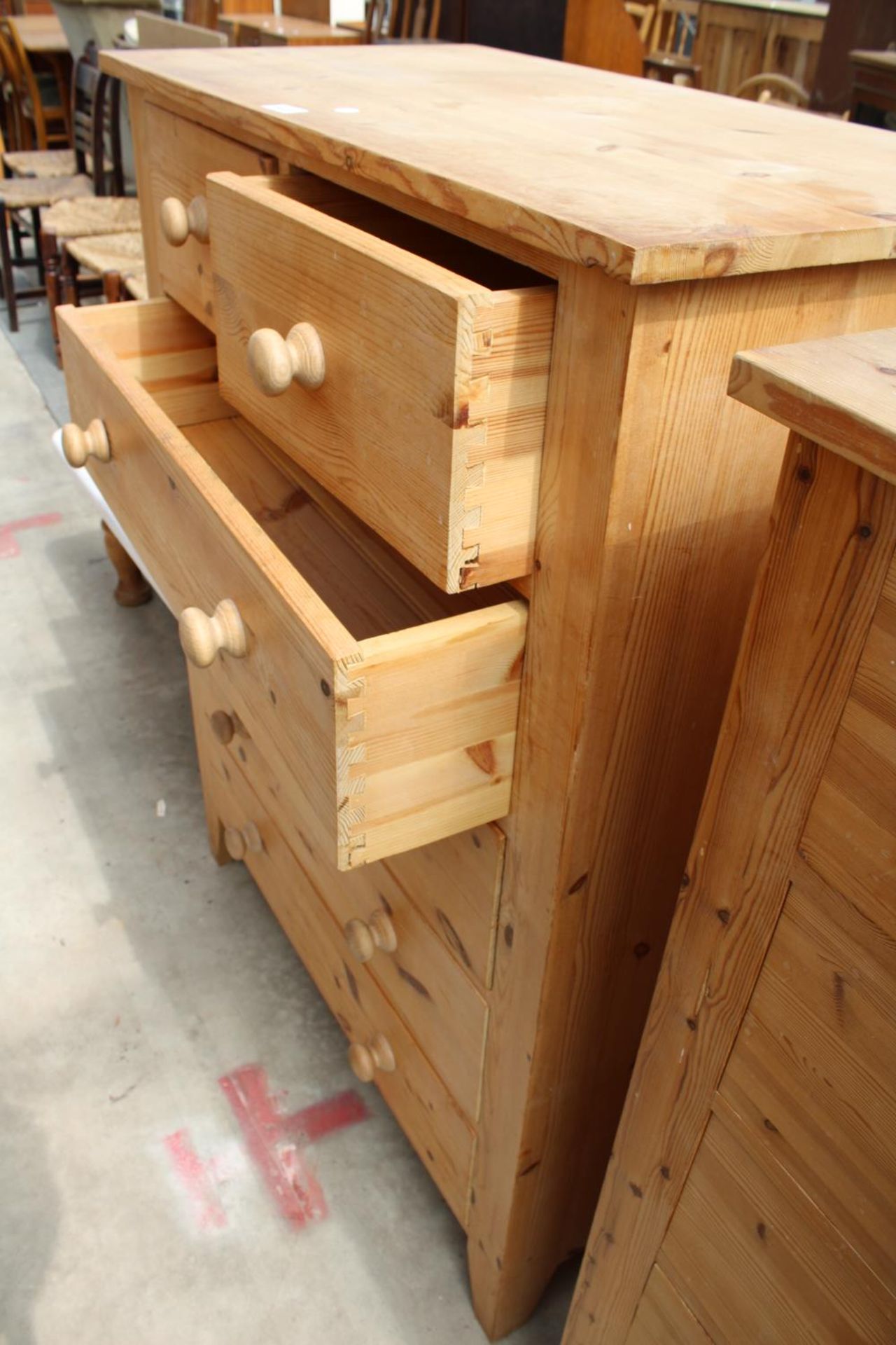 A MODERN PINE CHEST OF TWO SHORT AND FOUR LONG DRAWERS, 36" WIDE - Image 2 of 2