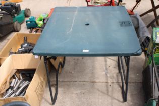 A PLASTIC AND METAL FOLDING CAMPING TABLE