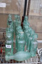 A LARGE ASSORTMENT OF VINTAGE GLASS BOTTLES BEARING VARIOUS LOCAL LOCATIONS TO INCLUDE KNUTSFORD,