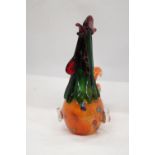 A MURANO GLASS COCKEREL - APPROXIMATELY 27CM X 20CM