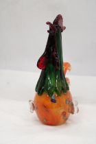 A MURANO GLASS COCKEREL - APPROXIMATELY 27CM X 20CM