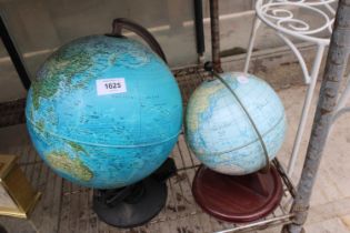TWO VARIOUS GLOBES TO INCLUDE AN ILLUMINATED EXAMPLE