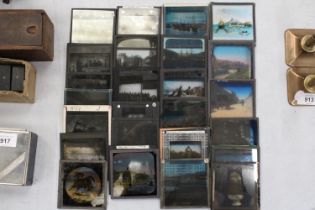 A COLLECTION OF COLOURED MAGIC LANTERN SLIDES TO INCLUDE SHIPPING INTEREST AND SOCIAL HISTORY