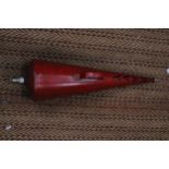 A NAVAL TAPERING CONICAL FIRE EXTINGUISHER FROM DEVONPORT TRAINING SCHOOL - APPROXIMATELY 84CM LONG