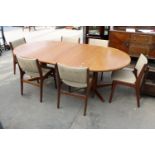 A ROSENGAARDEN (DENMARK) RETRO TEAK EXTENDING DINING TABLE 48" X 49" (TWO LEAVES 21" EACH) ON