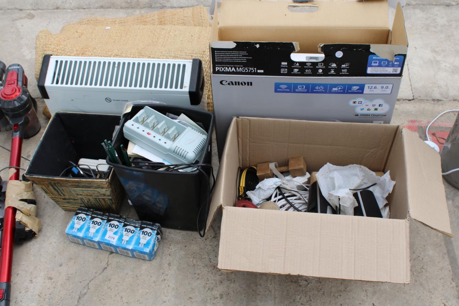 AN ASSORTMENT OF ITEMS TO INCLUDE A CANON PRINTER, A HEATER AND HOUSE PHONES ETC