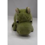 A VINTAGE GREEN, MERRYTHOUGHT, HIPPOPOTAMUS, WITH LABEL TO FOOT