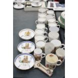 A COLLECTION OF COMMEMORATIVE WARE TO INCLUDE SPODE, AYNSLEY, MUGS ETC PLUS A BOM-BOM DISH WITH A