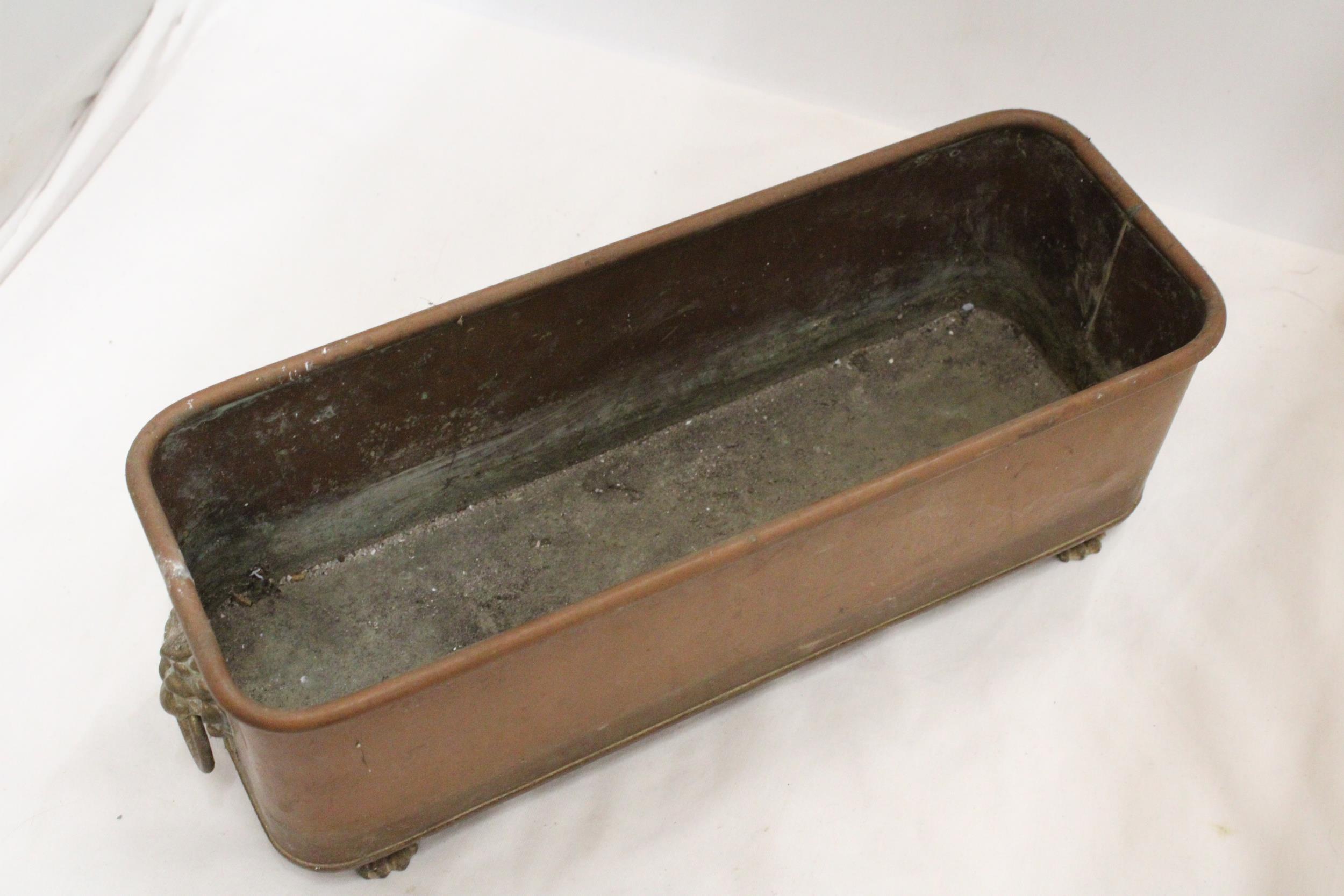 A VINTAGE COPPER PLANTER WITH LIONS HEAD HANDLES AND FEET - Image 5 of 5