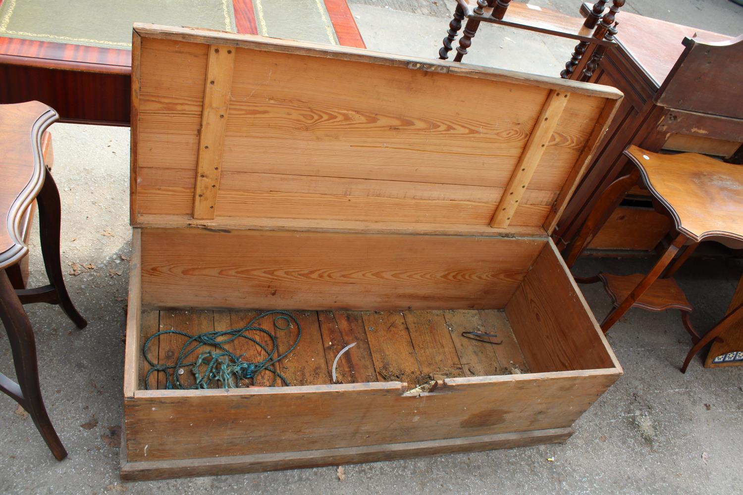 A VICTORIAN PINE BLANKET CHEST, 48" WIDE - Image 2 of 2