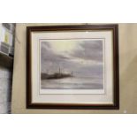 A LIMITED EDITION, NO. 388, PRINT OF A SEASCAPE, SIGNED JOHN TRICKETT, 68CM X 62CM