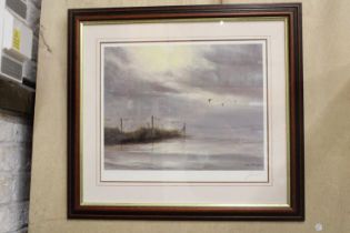 A LIMITED EDITION, NO. 388, PRINT OF A SEASCAPE, SIGNED JOHN TRICKETT, 68CM X 62CM