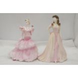 TWO COALPORT LADY FIGURES, BOTH A/F