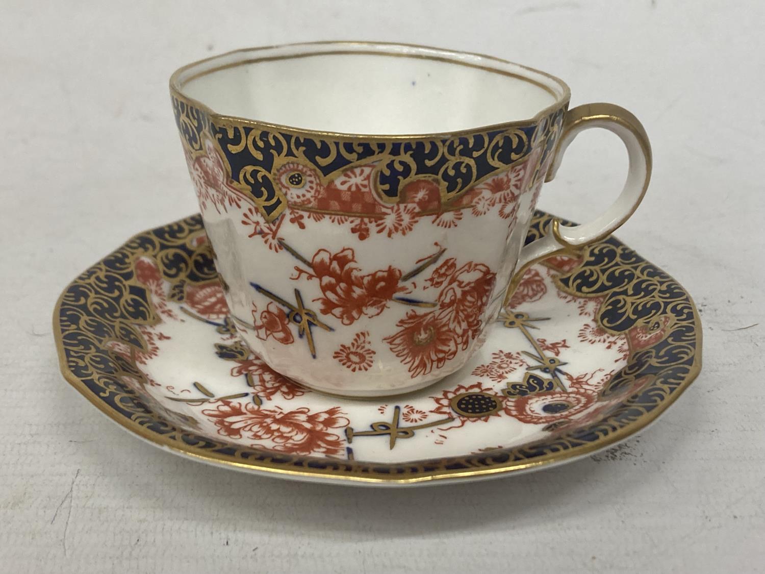 A ROYAL CROWN DERBY PINXTON ROSES COFFEE CAN AND SAUCER TOGETHER WITH A ROYAL CROWN DERBY TEACUP AND - Image 3 of 6