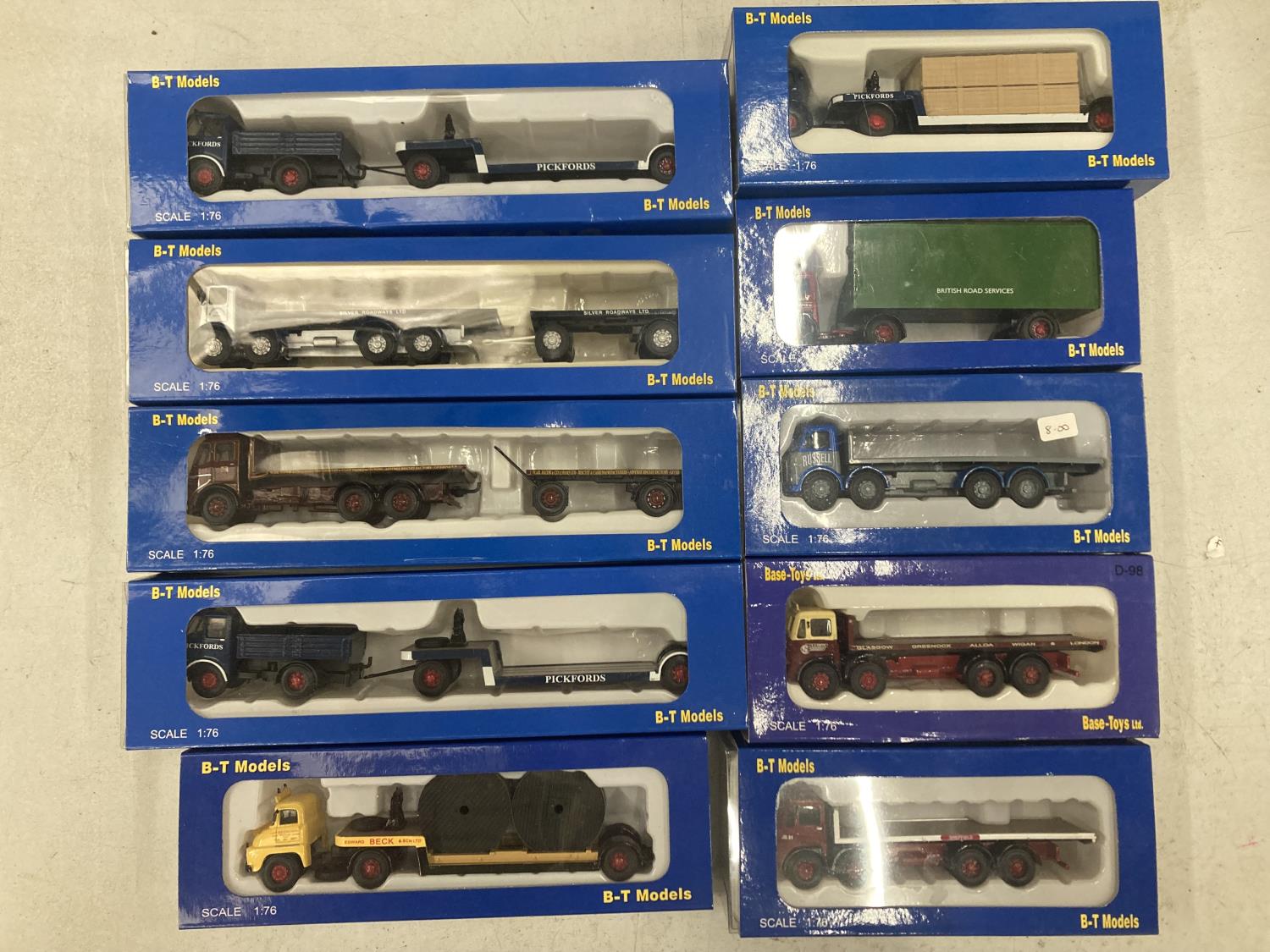 TEN BOXED B-T MODEL VEHICLES 1:76 SCALE