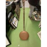 A VINTAGE COPPER LONG HANDLED COAL BED WARMER