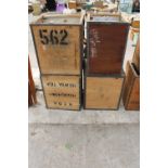 FOUR VINTAGE WOODEN TEA CHESTS