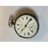 A HALLMARKED CHESTER SILVER POCKET WATCH NO GLASS