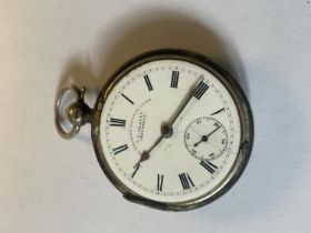 A HALLMARKED CHESTER SILVER POCKET WATCH NO GLASS