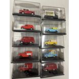 TEN BOXED OXFORD 1:76 RAILWAY SCALE VEHICLES