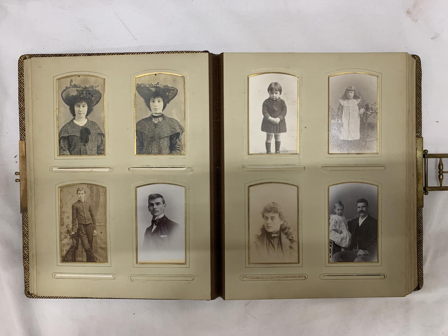 A VICTORIAN LEATHERBOUND PHOTO ALBUM CONTAINING PHOTO'S - Image 8 of 12
