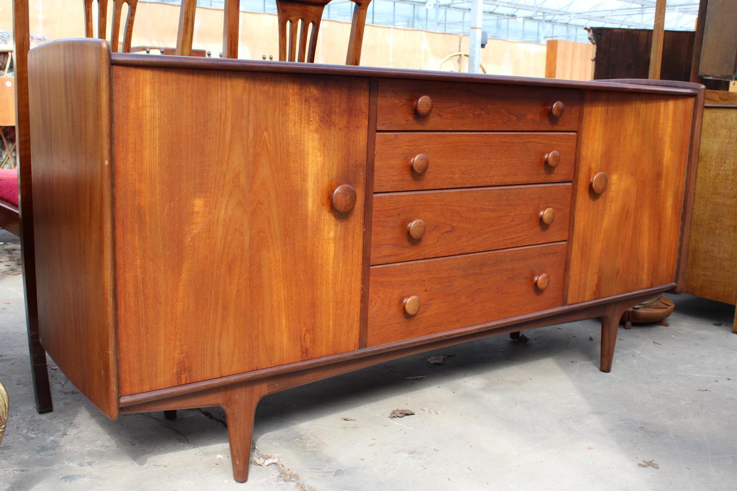 AN A YOUNGER LTD RETRO TEAK SIDEBOARD ENCLOSING TWO CUPBOARDS, FOUR DRAWERS, 66" WIDE - Image 2 of 7