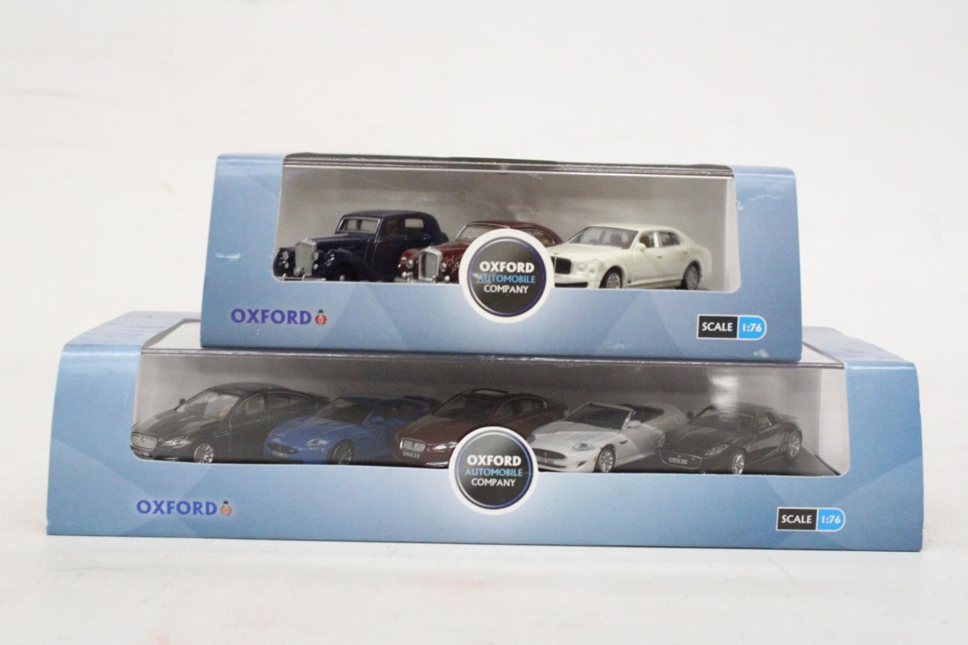 TWO AS NEW AND BOXED OXFORD AUTOMOBILE COMPANY SETS TO INCLUDE A FIVE PIECE JAGUAR XJ AND A THREE