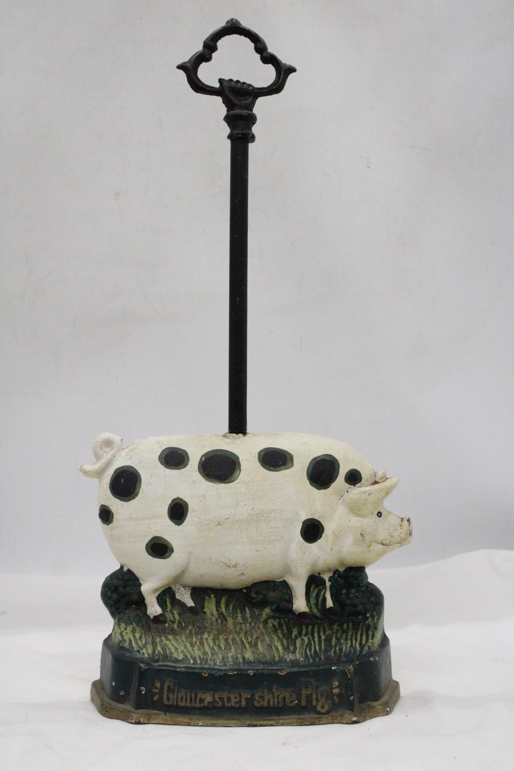A HEAVY CAST GLOUCESTERSHIRE BLACK SPOT PIG DOORSTOP 18 INCH (H) - Image 2 of 5