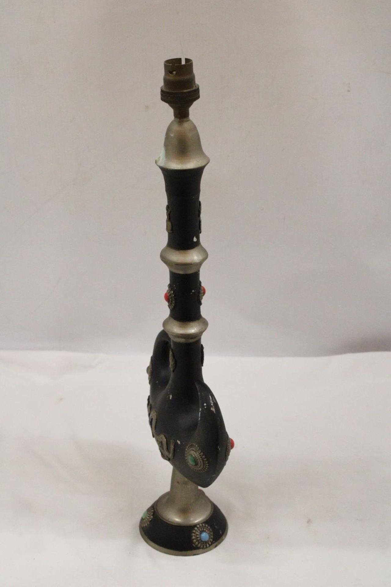 AN ORIENTAL METAL FESTOONED DRAGON LAMP - 19 INCH (H) - Image 5 of 6