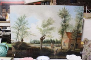 A LARGE CONTINENTAL OIL PAINTING ON BOARD, COPY OF A JAN VAN DE HEYDEN WORK, 1637-1712, PAINTED BY