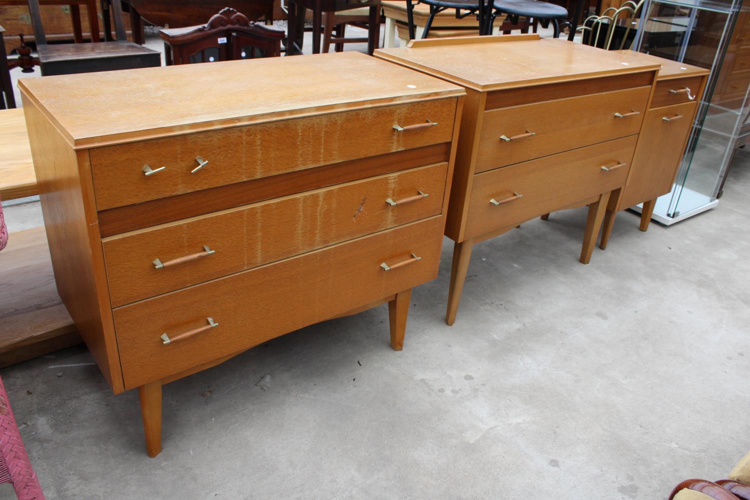 TWO RETRO OAK LEBUS CHESTS OF DRAWERS AND A BEDSIDE LOCKER - Image 2 of 3