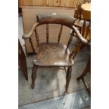A VICTORIAN ELM AND BEECH CAPTAINS CHAIR