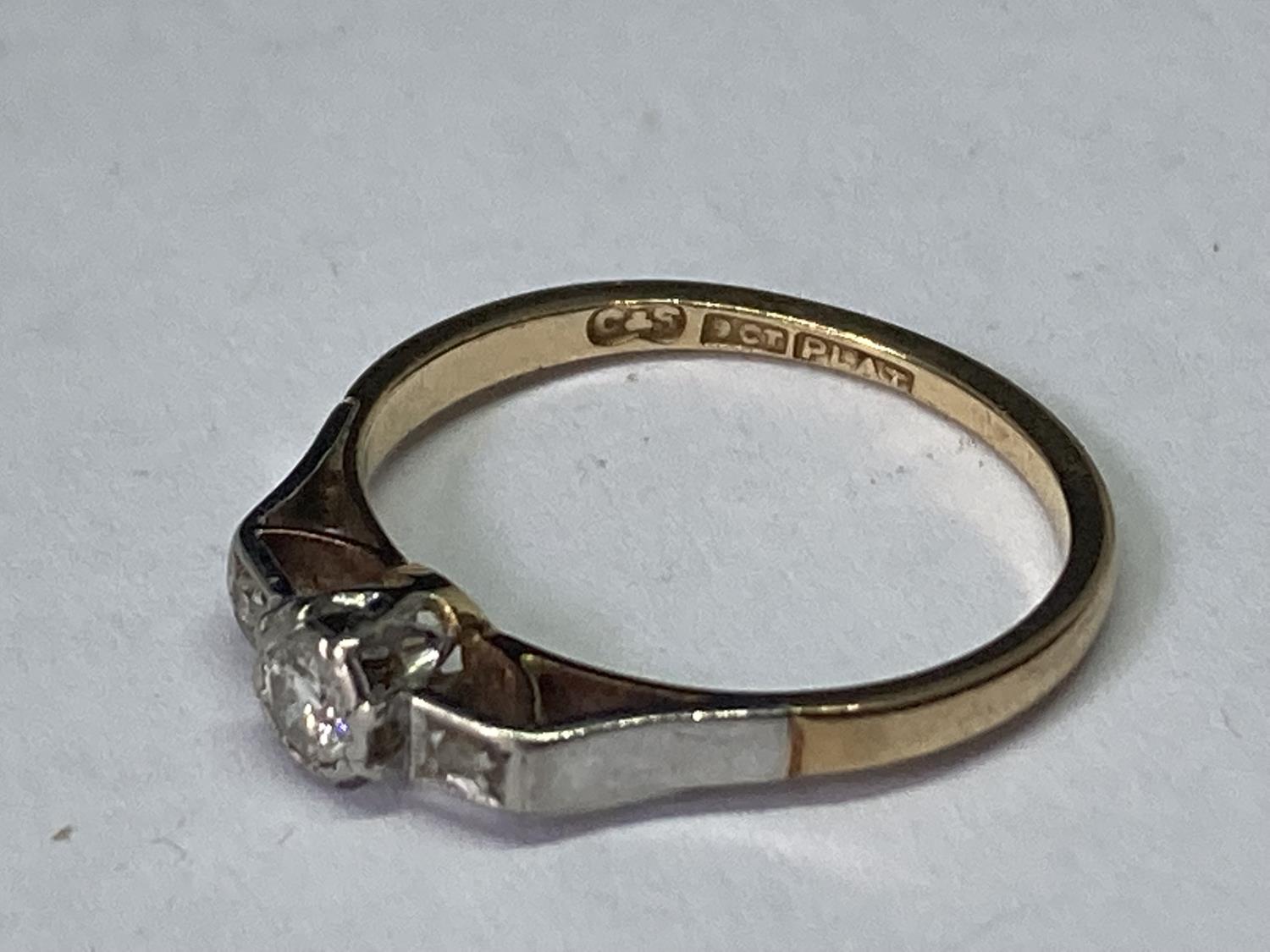A 9 CARAT GOLD RING WITH DIAMONDS SIZE K/L - Image 2 of 3