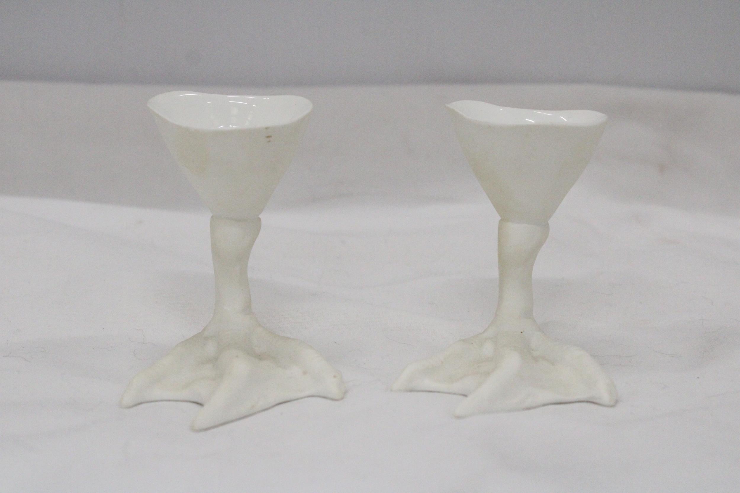 TWO SERAX, PEKING DUCK FOOT EGG CUPS, BOTH IN GOOD CONDITION