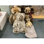 FOUR VARIOUS CHARLIE BEARS TO INCLUDE 'JAYDEN' AND 'BONES' 1208/2000 ETC