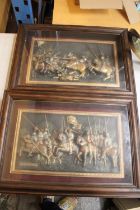 TW0 HEAVY BOXED AND GLAZED DIORAMAS OF THE 1432 BATTLE OF SAN ROMANO, FLORENCE SIENNA, PEWTER