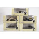 FIVE AS NEW AND BOXED OXFORD MILITARY VEHICLES