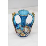 A 1960'S/70'S, LARGE ROYO GLASS VASE WITH GILDED ENAMEL DECORATION, HEIGHT 20CM