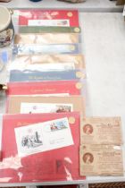 A COLLECTION OF FIRST DAY COVERS ON DESCRIPTION CARDS, PLUS TWO VINTAGE 'TUCK'S' POSTCARDS, SET OF