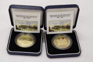 TWO BOXED MANCHESTER SHIP CANAL COMMEMORATIVE COINS