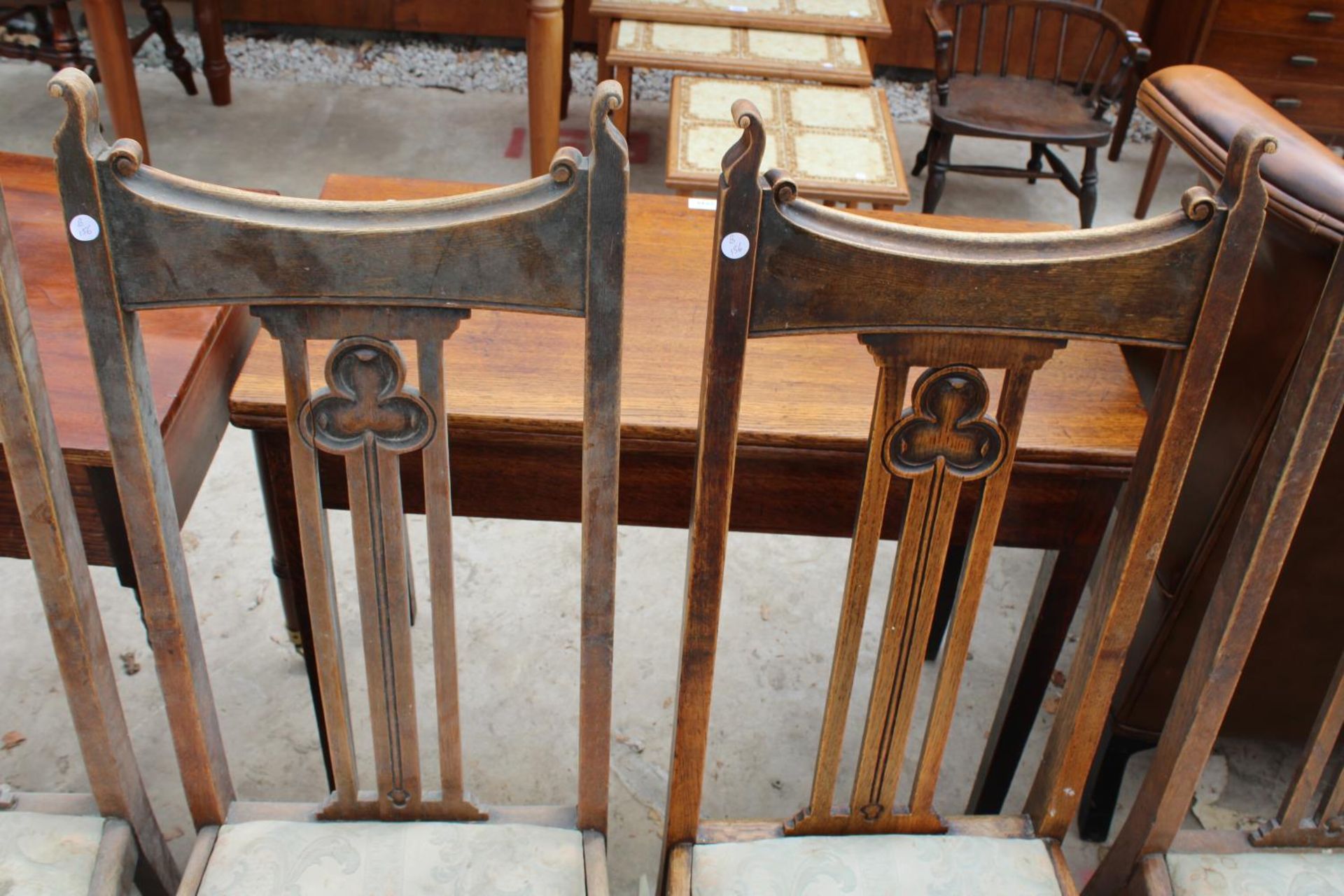 FOUR OAK ART NOUVEAU DINING CHAIRS AND SIMILAR CARVER CHAIR - Image 3 of 3
