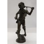 A BRONZE FIGURE - APPROXIMATELY 36CM HIGH