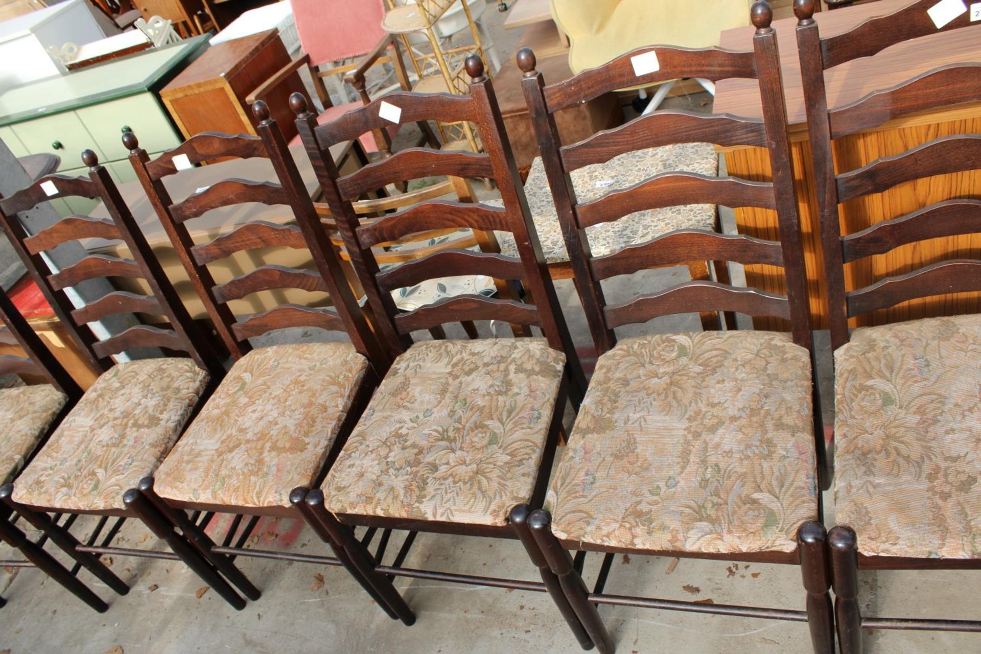 A SET OF SIX MODERN LADDER-BACK DINING CHAIRS - Image 2 of 2