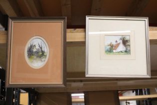 TWO FRAMED WATERCOLOURS OF COUNTRY COTTAGES, SIGNED STOCKTON '84