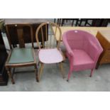 A LLOYD LOOM BEDROOM CHAIR AND TWO ODD CHAIRS