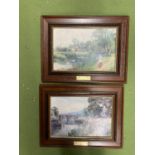 TWO FRAMED E WALBOURN PRINTS, 'WALK BY THE RIVER' AND 'BY THE RIVER BANKS'