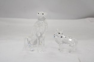 A SWAROVSKI CRYSTAL WOLF PLUS A SWAROVSKI CHEETAH